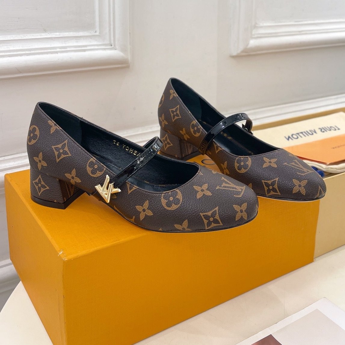 LV WOMEN ROMY HIGH BALLERINA IN CHOCOLATE BROWN MONOGRAM LAMBSKIN - 35