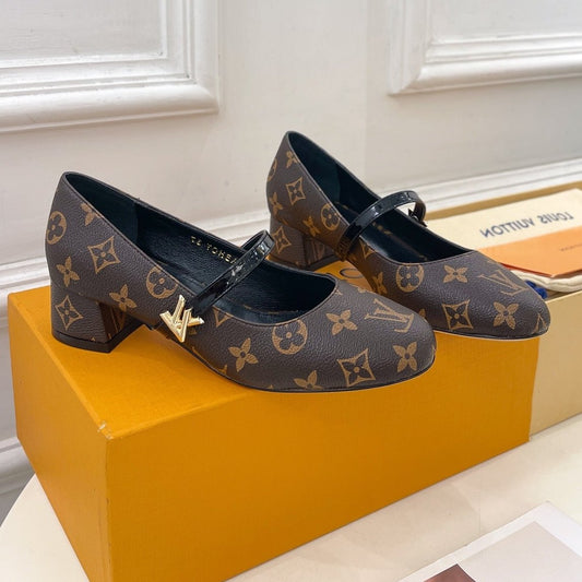 LV WOMEN ROMY HIGH BALLERINA IN CHOCOLATE BROWN MONOGRAM LAMBSKIN - 35