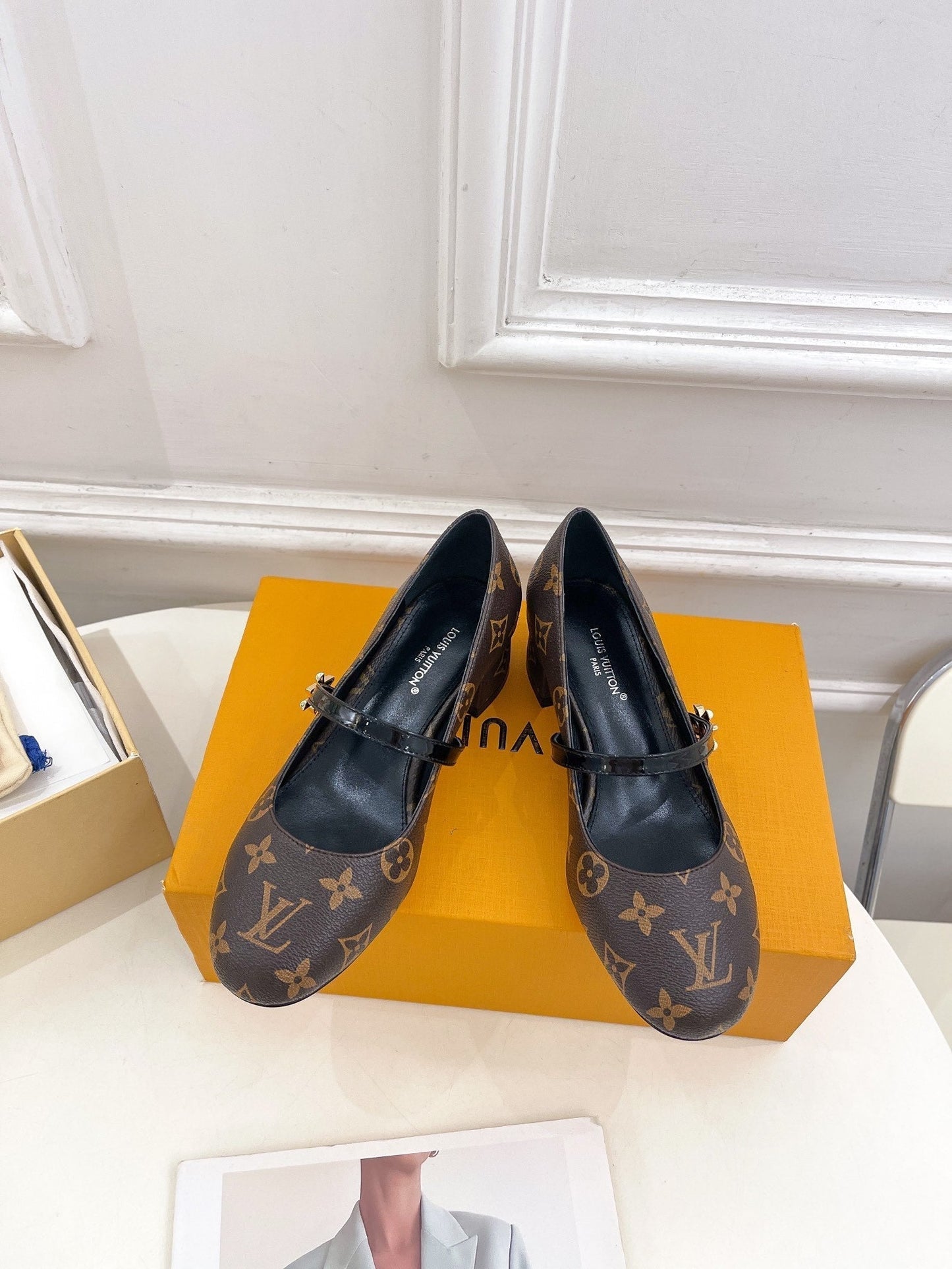 LV WOMEN ROMY HIGH BALLERINA IN CHOCOLATE BROWN MONOGRAM LAMBSKIN - 35