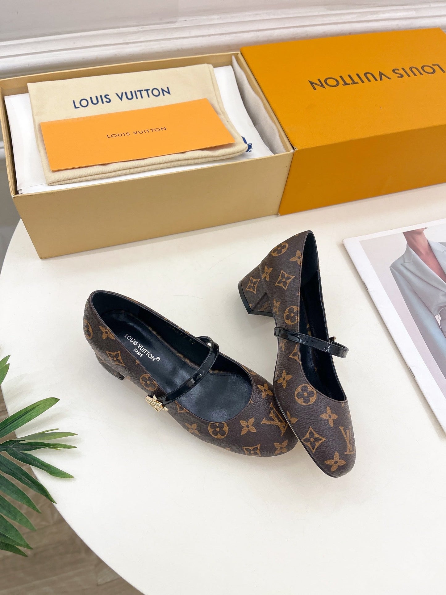 LV WOMEN ROMY HIGH BALLERINA IN CHOCOLATE BROWN MONOGRAM LAMBSKIN - 35
