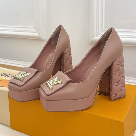 SHAKE MARY JANE HIGH HEEL 12 CM IN CREPE PINK CALFSKIN - 34
