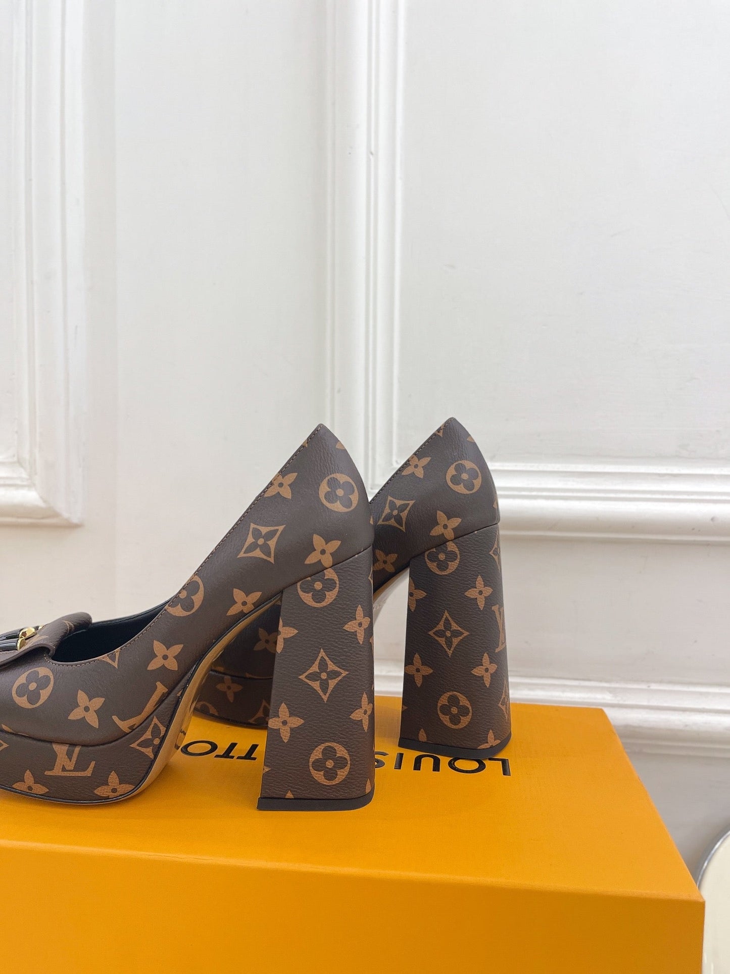 SHAKE MARY JANE HIGH HEEL 12 CM IN CHOCOLATE BROWN MONOGRAM CALFSKIN - 34