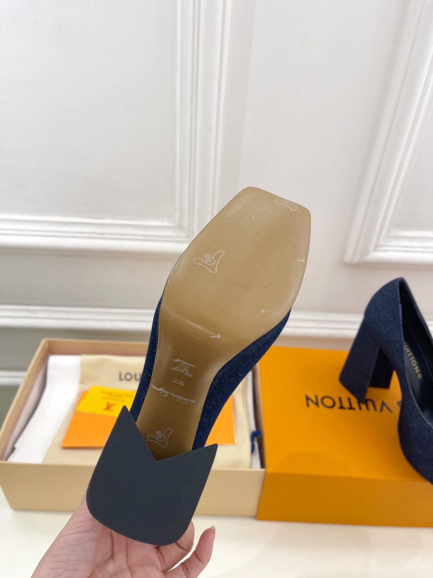 SHAKE MARY JANE HIGH HEEL 12 CM IN CLASSIC BLUE DENIM FABRIC - 34