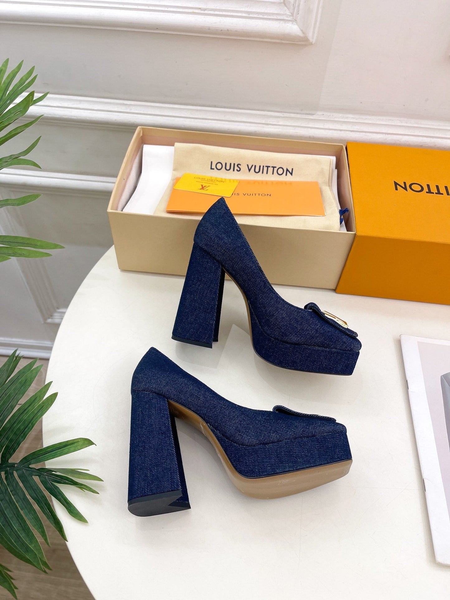 SHAKE MARY JANE HIGH HEEL 12 CM IN CLASSIC BLUE DENIM FABRIC - 34