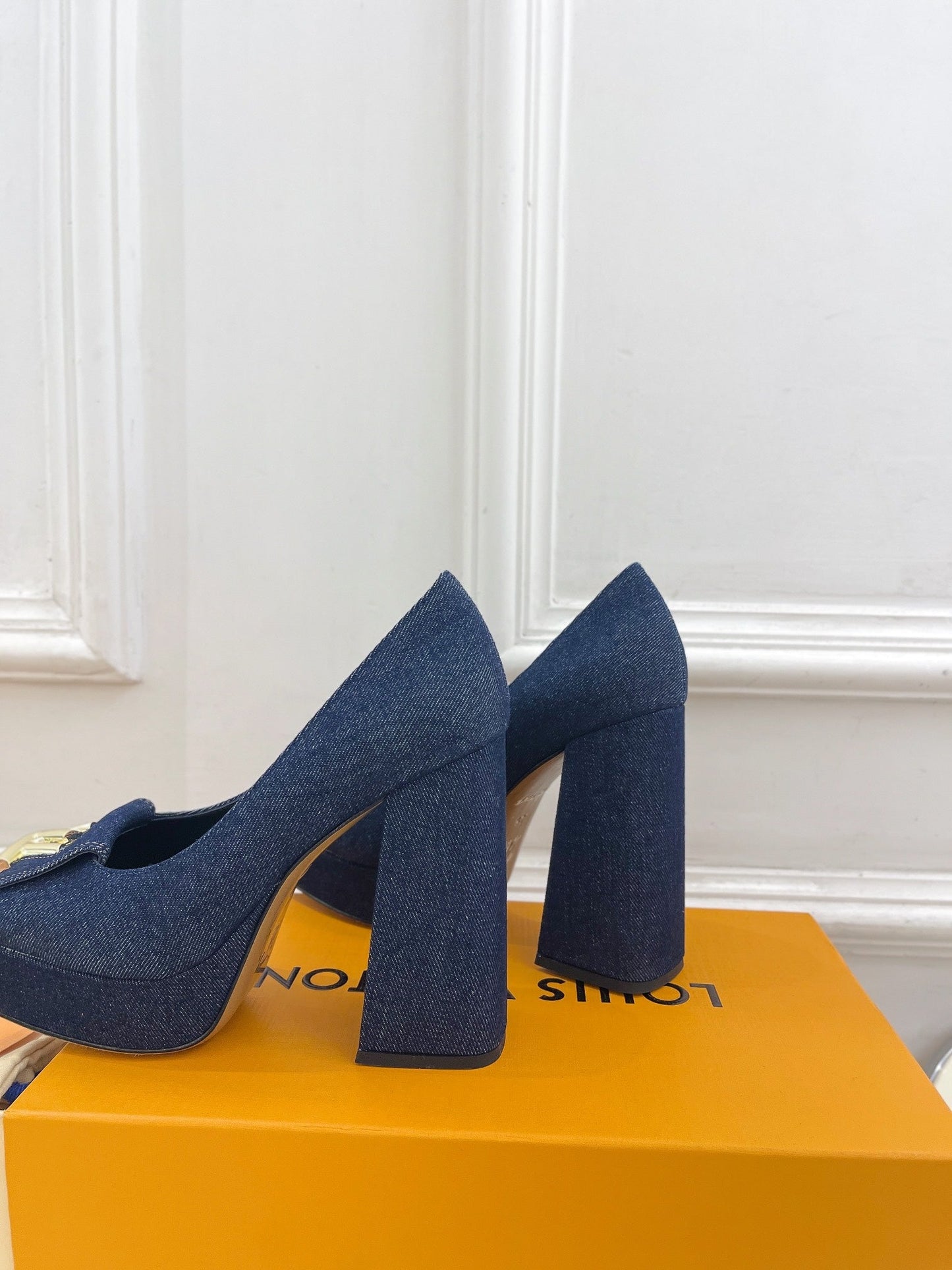 SHAKE MARY JANE HIGH HEEL 12 CM IN CLASSIC BLUE DENIM FABRIC - 34