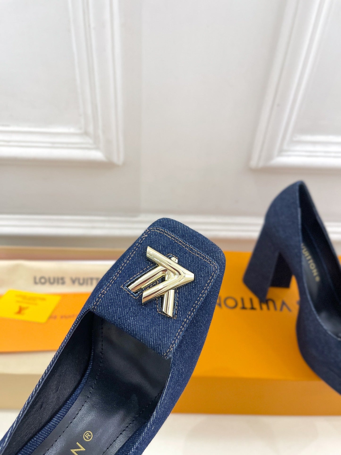 SHAKE MARY JANE HIGH HEEL 12 CM IN CLASSIC BLUE DENIM FABRIC - 34