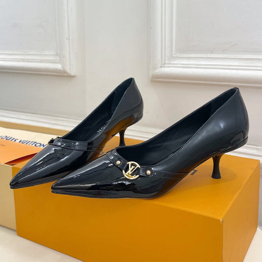 6AM HIGH PUMP 5 CM IN BLACK PATENT CALFSKIN - 35