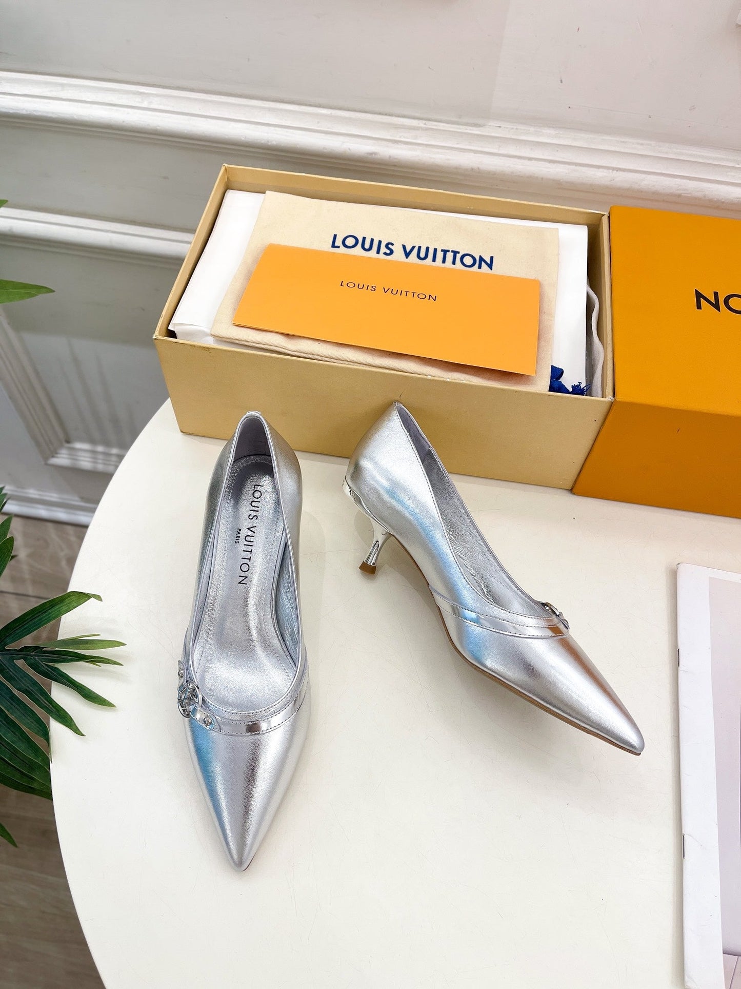 6AM HIGH PUMP 5 CM IN SILVER CALFSKIN - 35