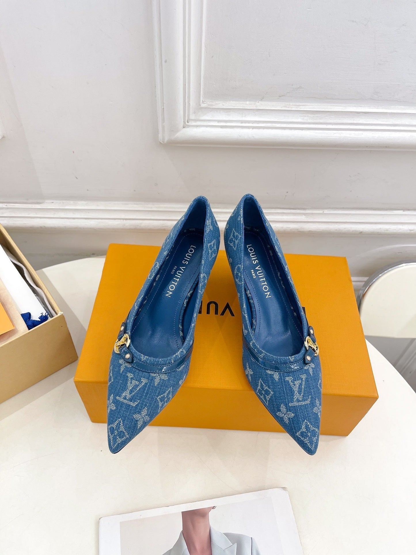 6AM HIGH PUMP 5 CM IN CLASSIC BLUE MONOGRAM DENIM - 35