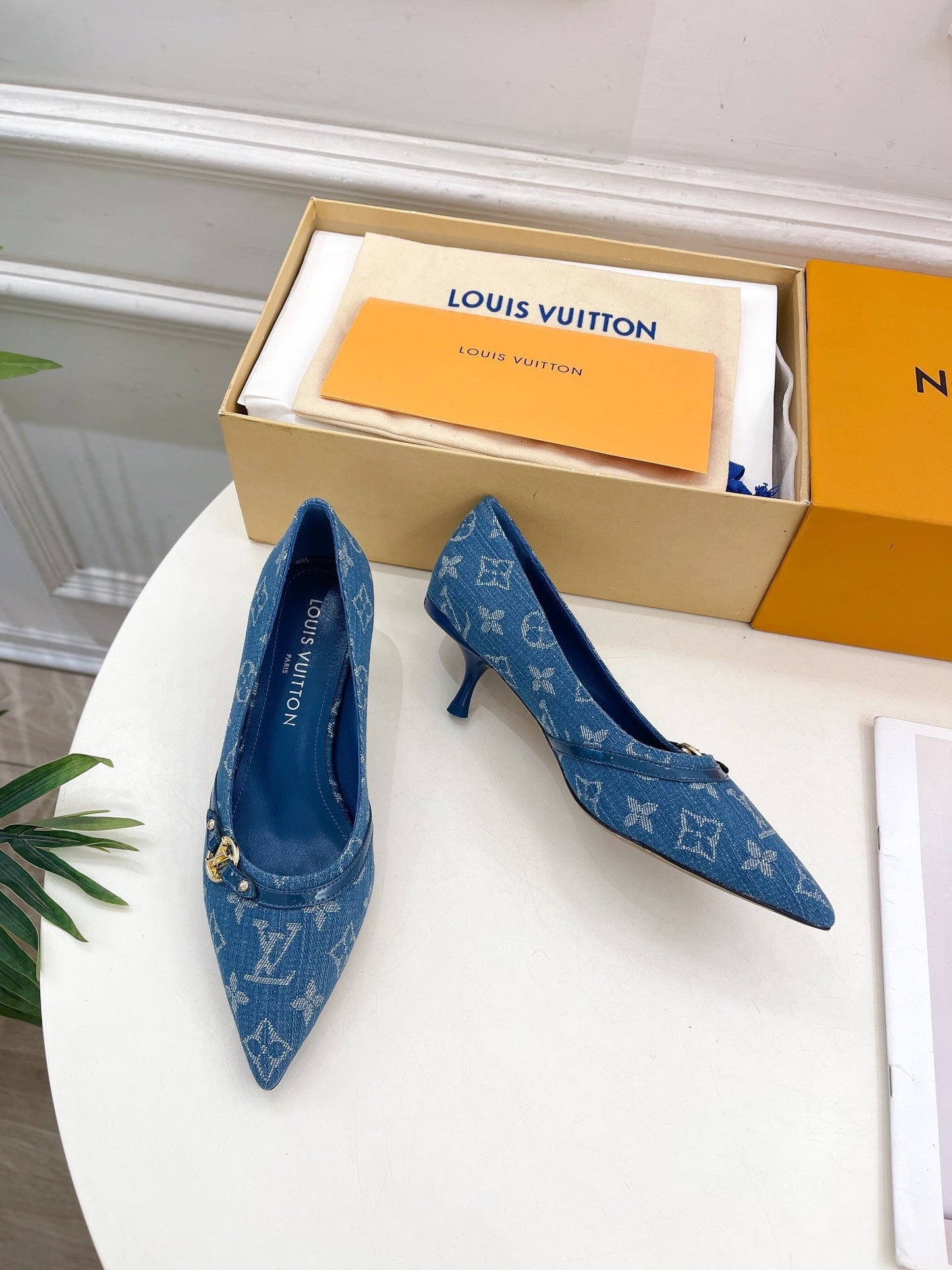 6AM HIGH PUMP 5 CM IN CLASSIC BLUE MONOGRAM DENIM - 35