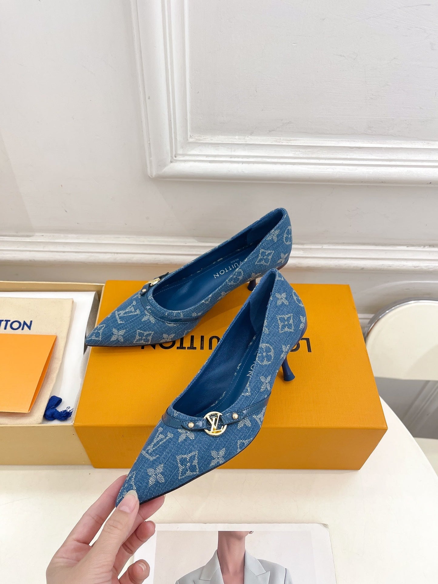 6AM HIGH PUMP 5 CM IN CLASSIC BLUE MONOGRAM DENIM - 35