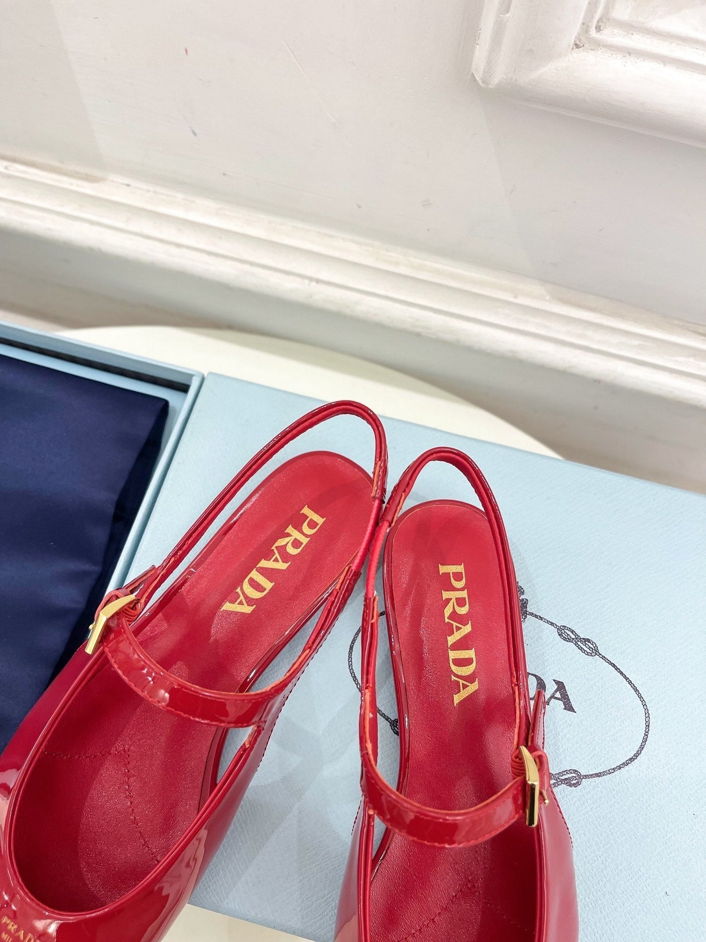 MARY JANE SLINGBACK SQUARE TOE IN CRIMSON RED PATENT SHEEPSKIN - 35
