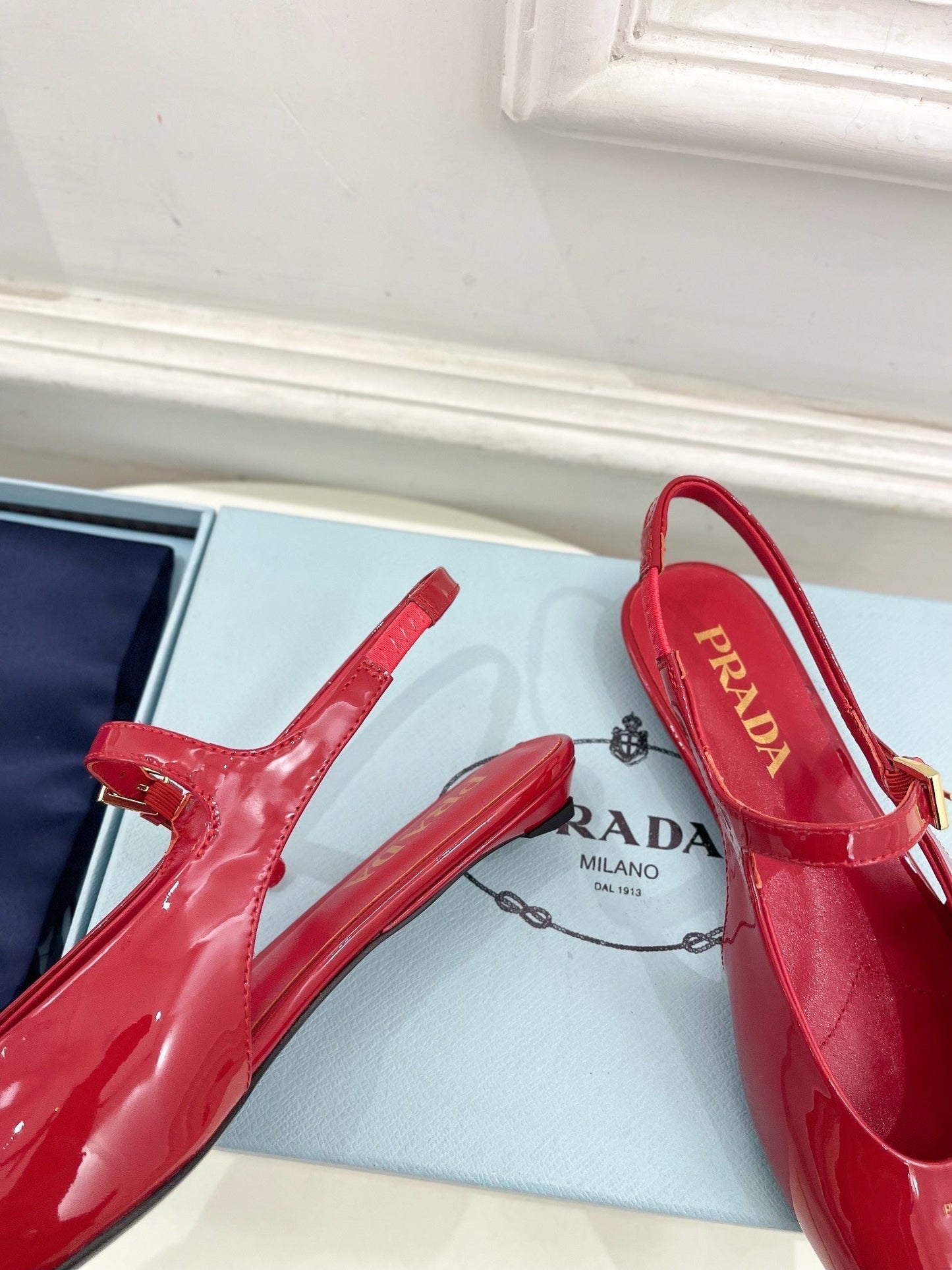 MARY JANE SLINGBACK SQUARE TOE IN CRIMSON RED PATENT SHEEPSKIN - 35