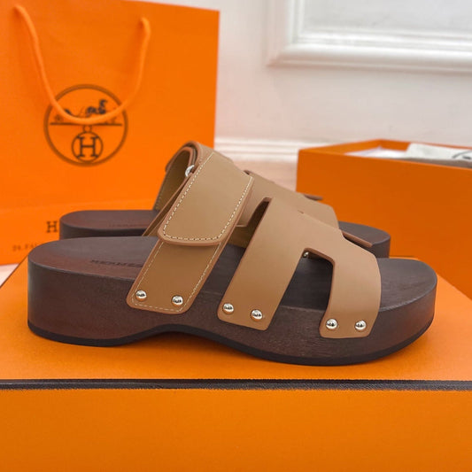 KOS CLOG IN PEANUT BROWN CALFSKIN - 35