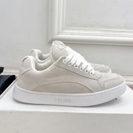HUNTINGTON LOW LACE-UP SNEAKER IN PALE GRAY SUEDE AND MESH - 35