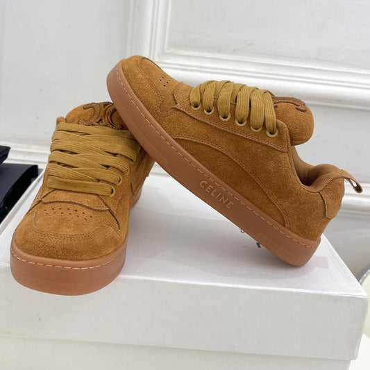 HUNTINGTON LOW LACE-UP SNEAKER IN PERU BROWN SUEDE AND MESH - 35