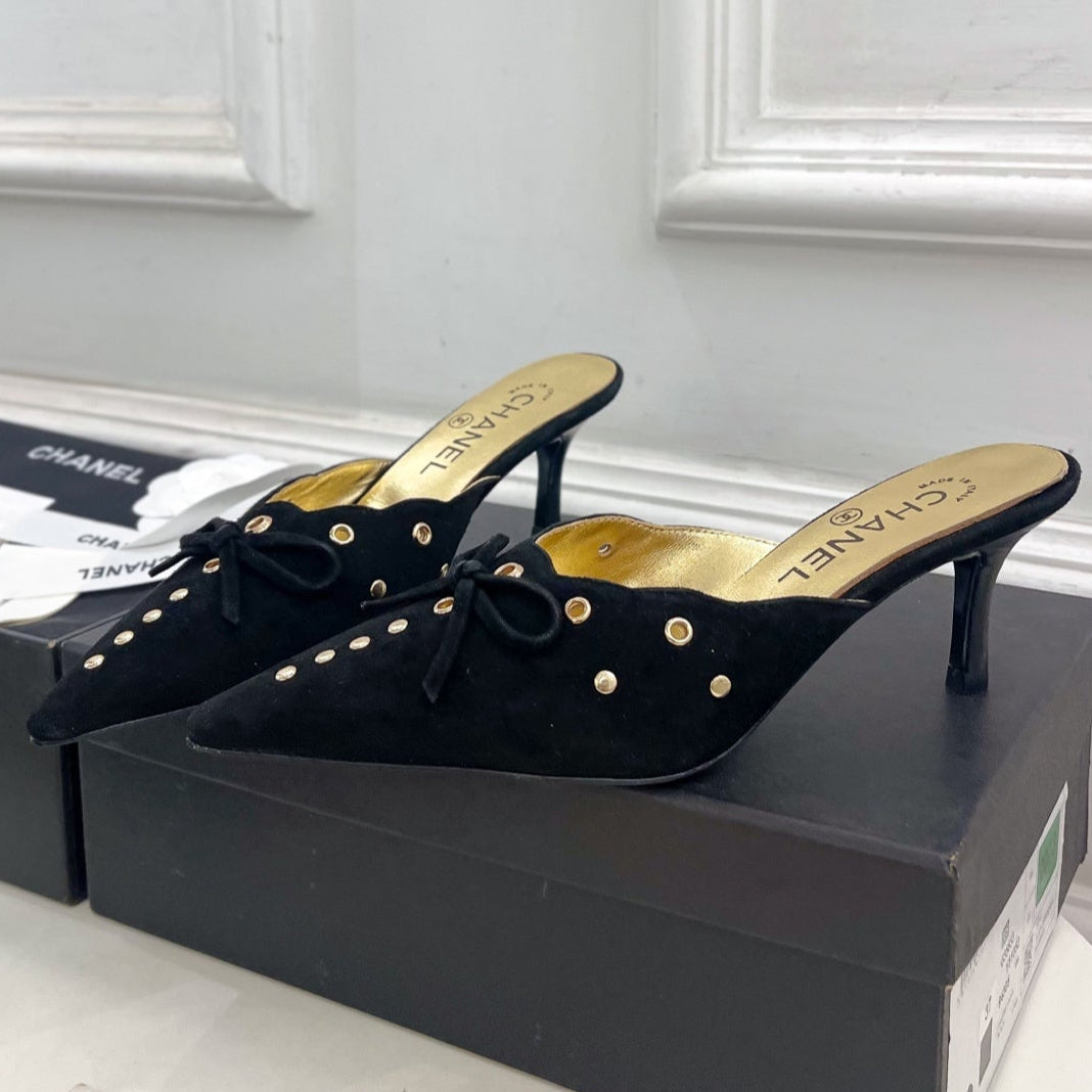 HIGH 65 MM MULE IN BLACK SUEDE - 35