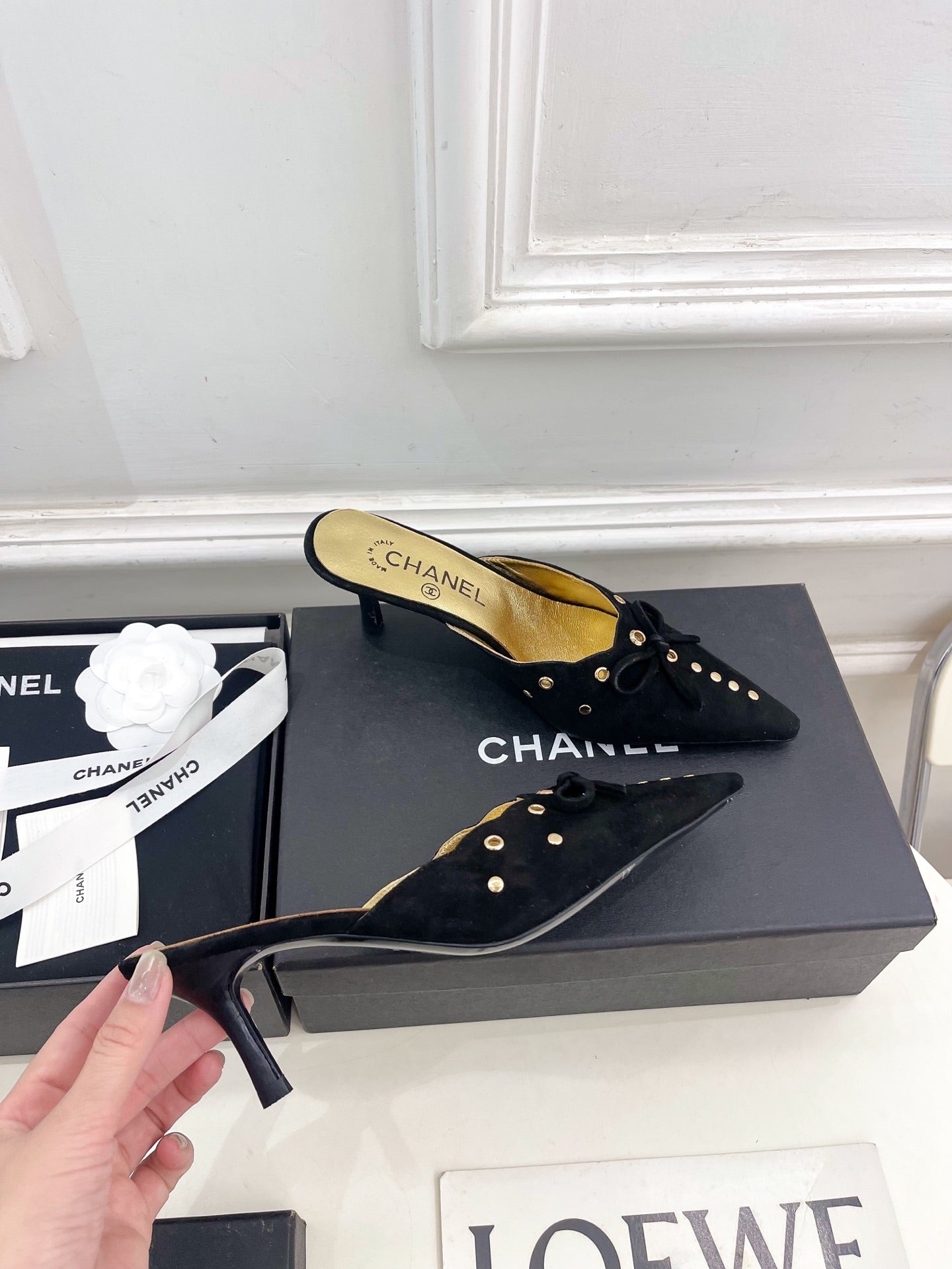 HIGH 65 MM MULE IN BLACK SUEDE - 35