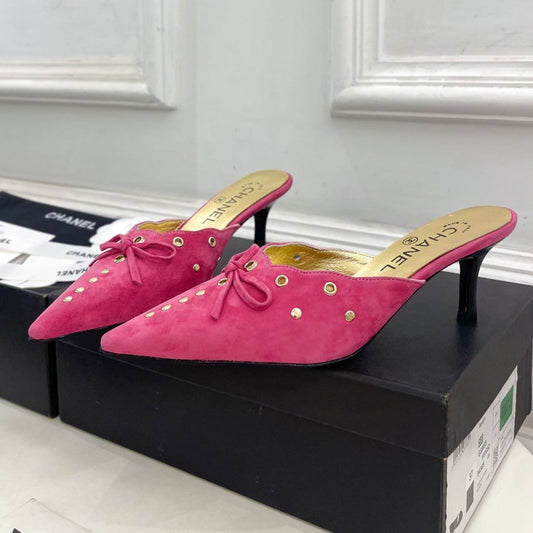 HIGH 65 MM MULE IN DEEP PINK SUEDE - 35