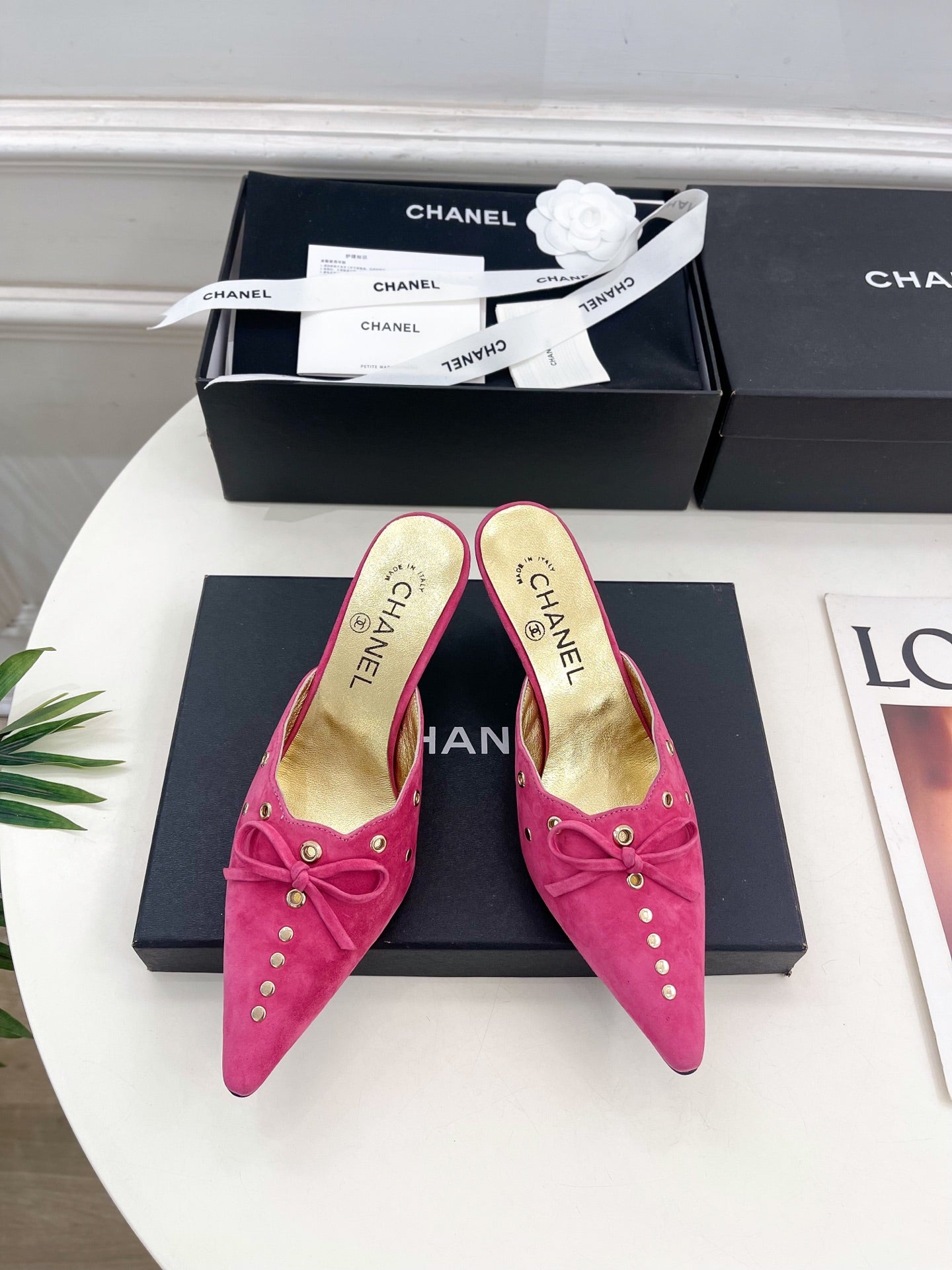 HIGH 65 MM MULE IN DEEP PINK SUEDE - 35