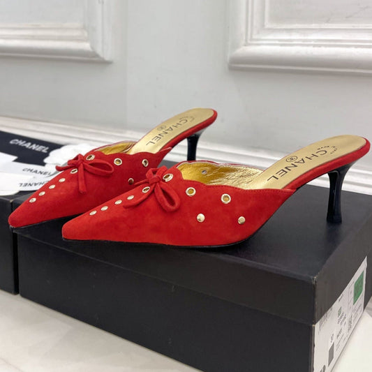 HIGH 65 MM MULE IN CHERRY RED SUEDE - 35
