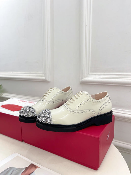 VIV' RANGERS LACE-UPS IN WHITE CALFSKIN - 35