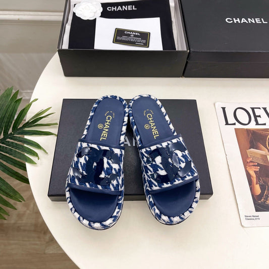 БОСОНІЖКИ CHANEL 26S 35 ММ З СИНЬОГО ТВІДУ