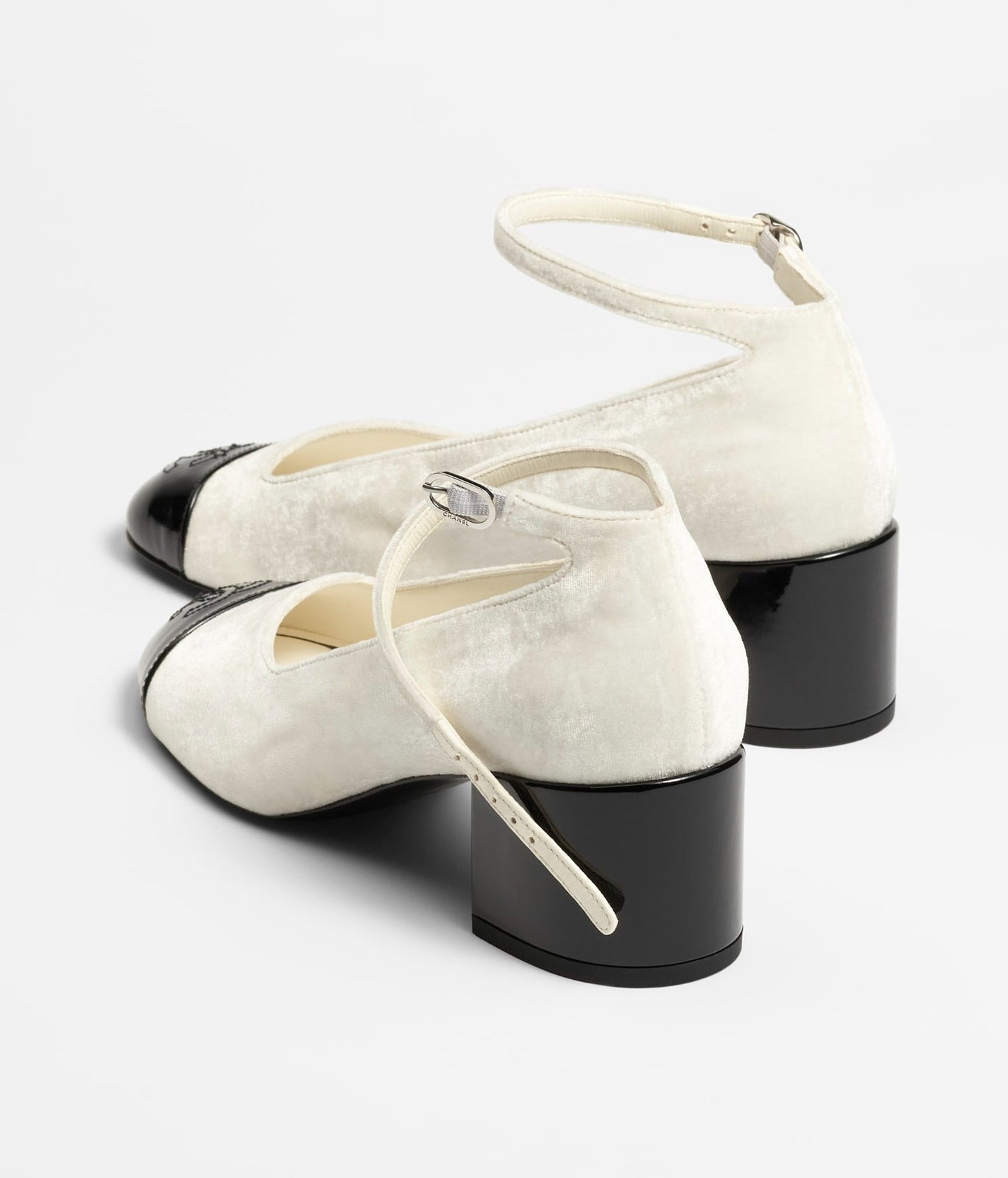 MARY JANES IVORY BLACK VELVET - 35