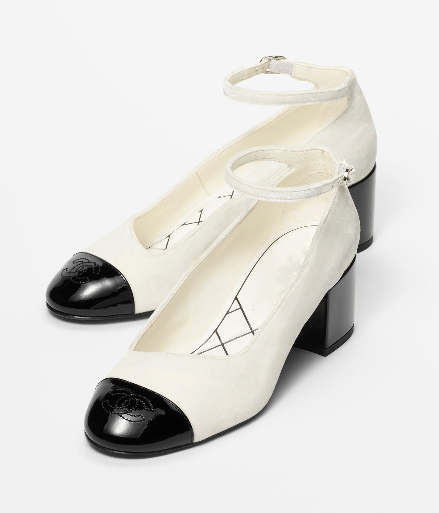 MARY JANES IVORY BLACK VELVET - 35