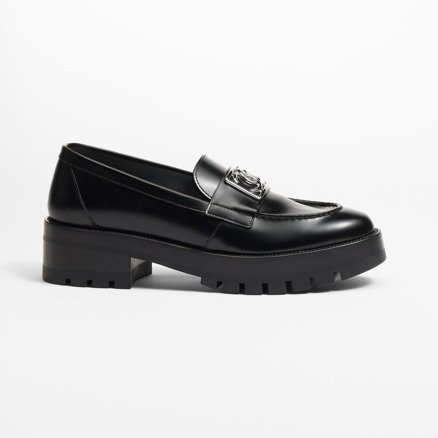 MOCCASINS BLACK CALFSKIN METAL - 35