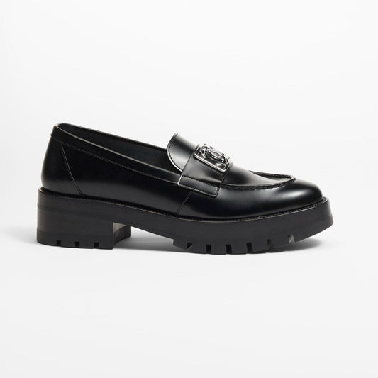 MOCCASINS BLACK CALFSKIN METAL - 35