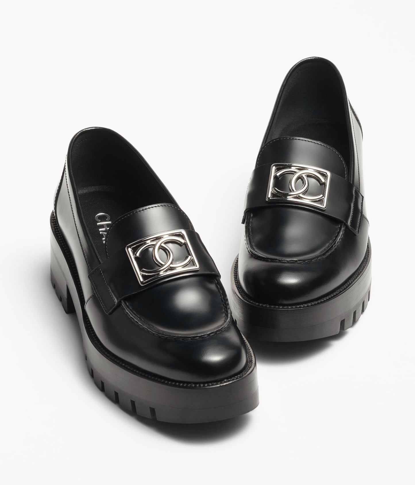 MOCCASINS BLACK CALFSKIN METAL - 35