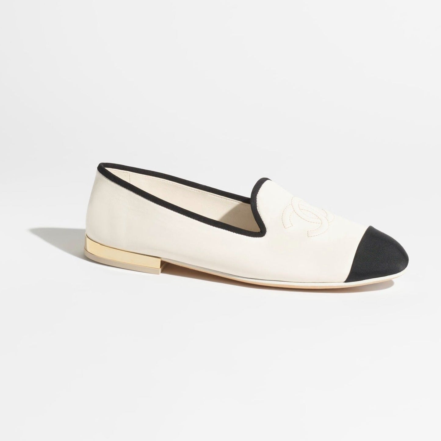 MOCCASINS WHITE BLACK LAMBSKIN - 35