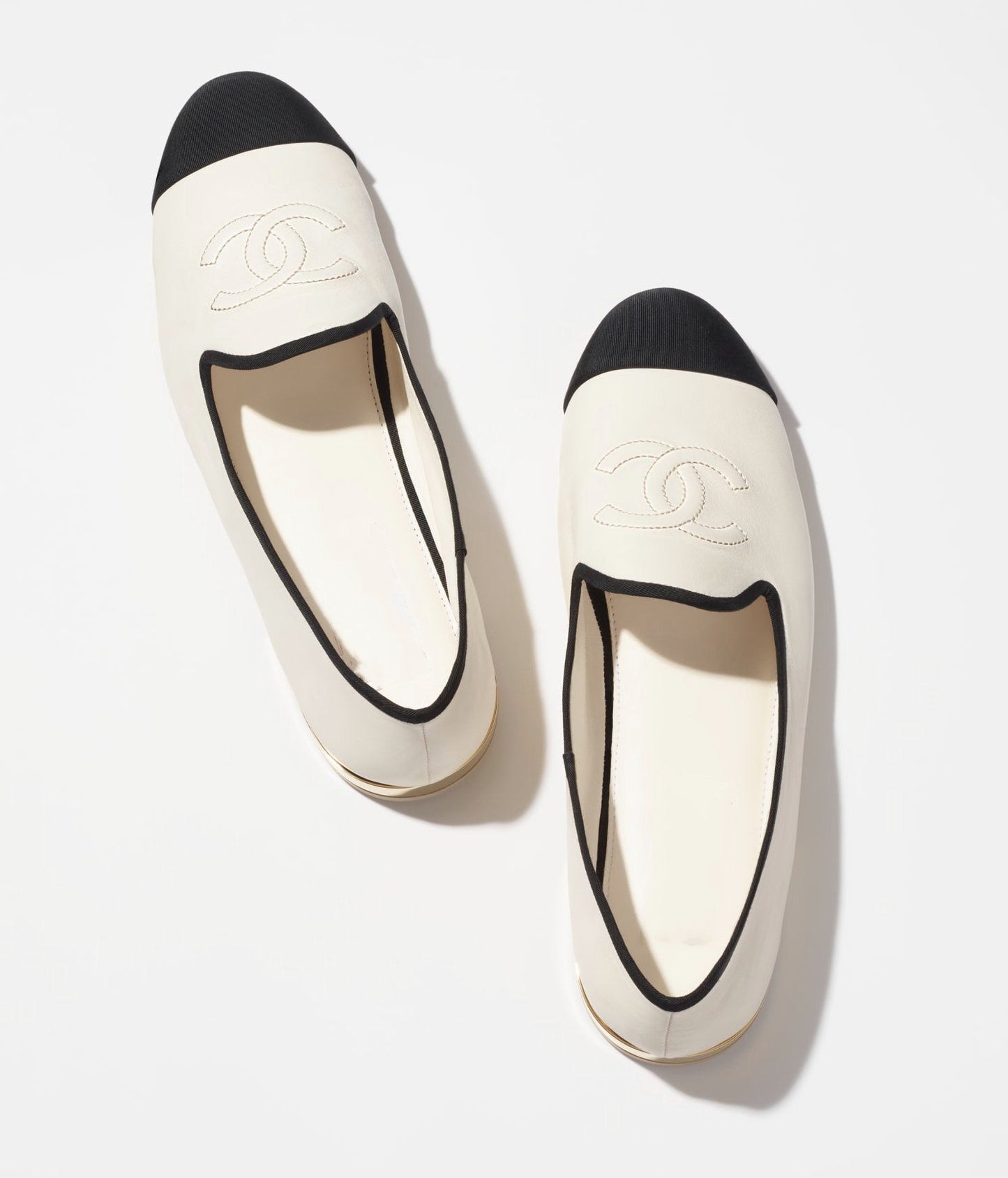 MOCCASINS WHITE BLACK LAMBSKIN - 35