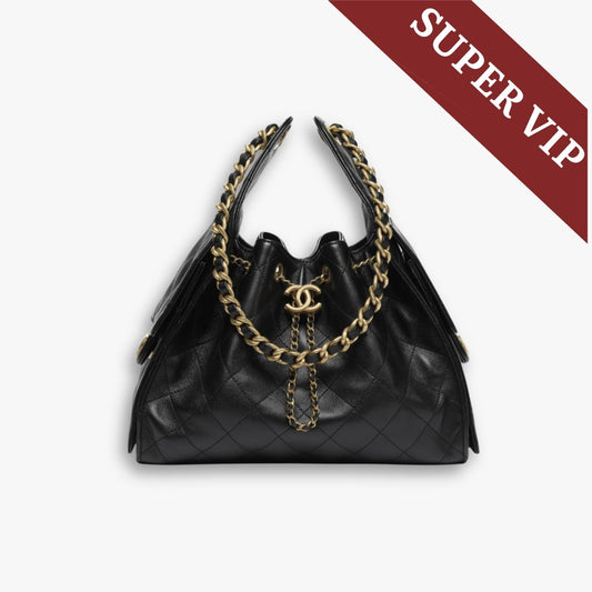 Super Vip 1:1 – Chanel 25 Small Handbag Gold Tone Metal Black 26Cm AS5311 B20304 94305