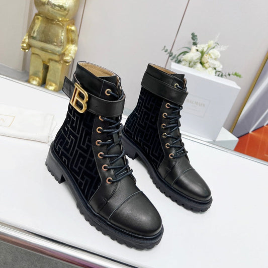 ЧОБОТИ BALMAIN 26S З ЧОРНОЇ ТЕЛЯЧОЇ ШКІРИ ТА ЗАМШІ
