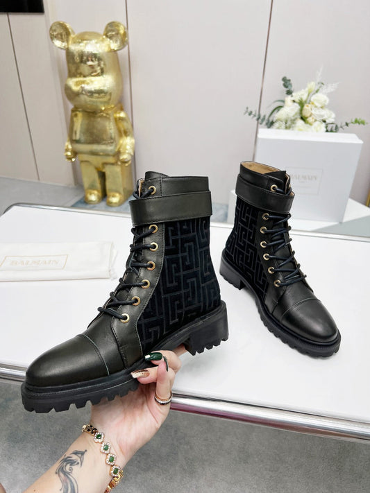 ЧОБОТИ BALMAIN 26S З ЧОРНОЇ ТЕЛЯЧОЇ ШКІРИ ТА ЗАМШІ