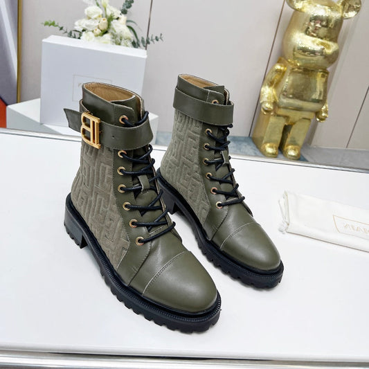 ЧОБОТИ BALMAIN 26S З ТЕЛЯЧОЇ ШКІРИ ТА ЗАМШІ КОЛЬОРУ МОХУ