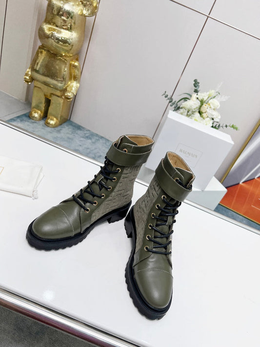 ЧОБОТИ BALMAIN 26S З ТЕЛЯЧОЇ ШКІРИ ТА ЗАМШІ КОЛЬОРУ МОХУ