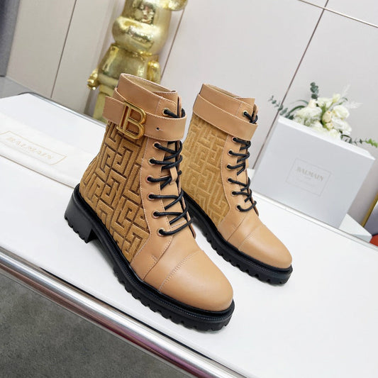 ЧОБОТИ BALMAIN 26S ЗІ СВІТЛО-КОРИЧНЕВОЇ ТЕЛЯЧОЇ ШКІРИ ТА ЗАМШІ