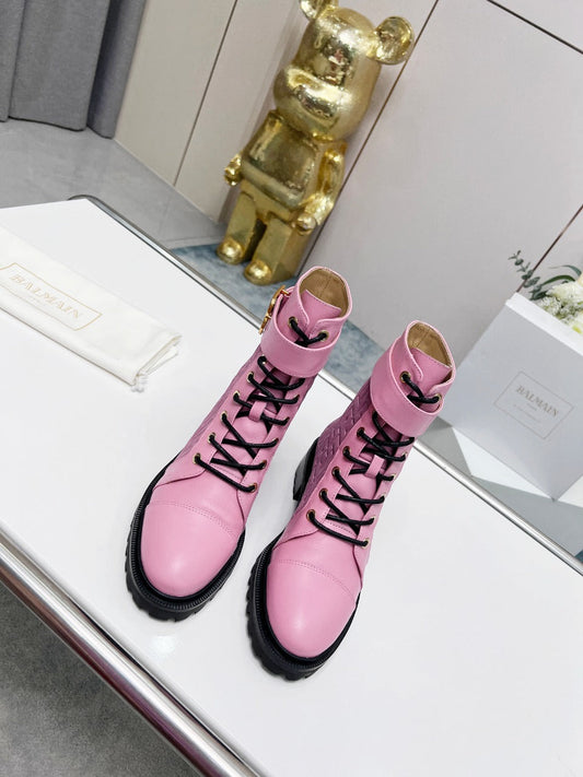ЧОБОТИ BALMAIN 26S ЗІ СВІТЛО-РОЖЕВОЇ ТЕЛЯЧОЇ ШКІРИ ТА ЗАМШІ
