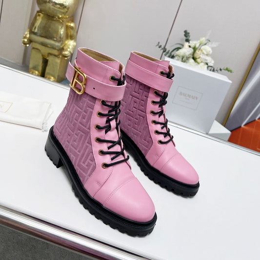 ЧОБОТИ BALMAIN 26S ЗІ СВІТЛО-РОЖЕВОЇ ТЕЛЯЧОЇ ШКІРИ ТА ЗАМШІ
