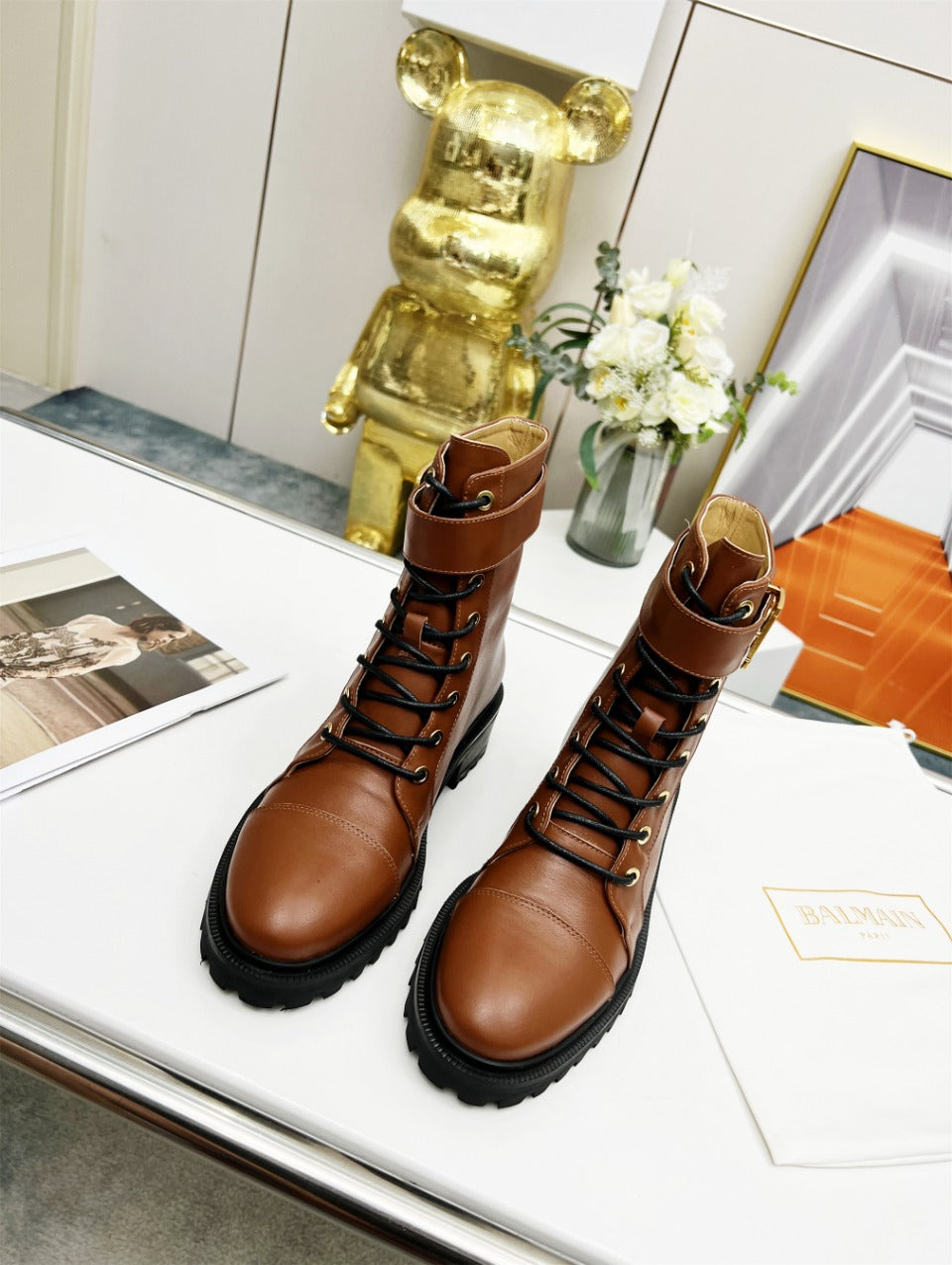 ЧОБОТИ BALMAIN 26S З КОРИЧНЕВОЇ ТЕЛЯЧОЇ ШКІРИ