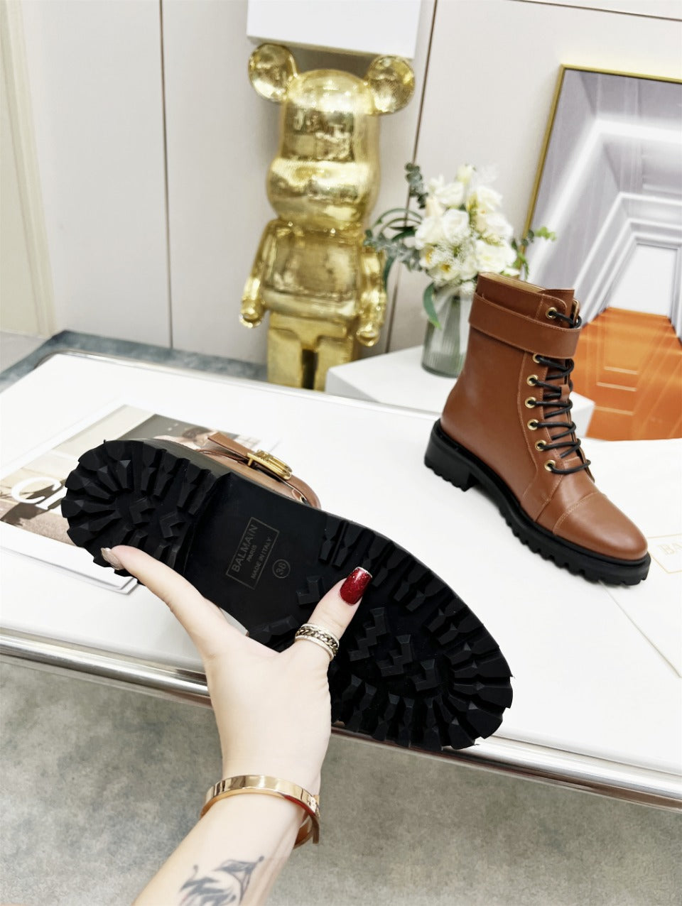 ЧОБОТИ BALMAIN 26S З КОРИЧНЕВОЇ ТЕЛЯЧОЇ ШКІРИ