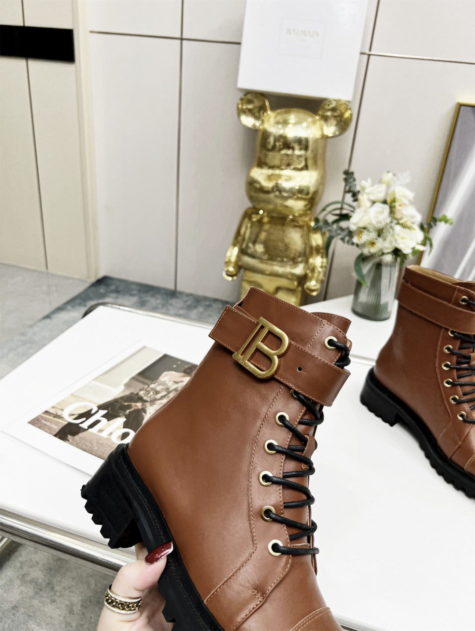 ЧОБОТИ BALMAIN 26S З КОРИЧНЕВОЇ ТЕЛЯЧОЇ ШКІРИ