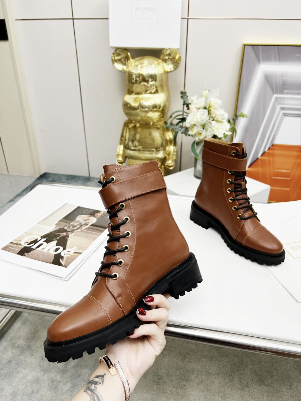 ЧОБОТИ BALMAIN 26S З КОРИЧНЕВОЇ ТЕЛЯЧОЇ ШКІРИ