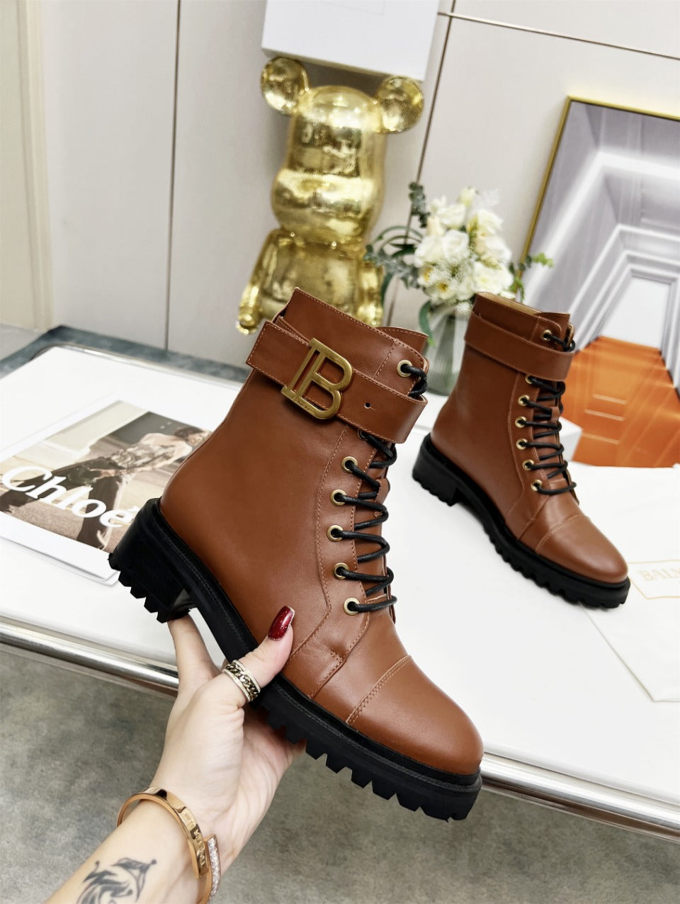 ЧОБОТИ BALMAIN 26S З КОРИЧНЕВОЇ ТЕЛЯЧОЇ ШКІРИ