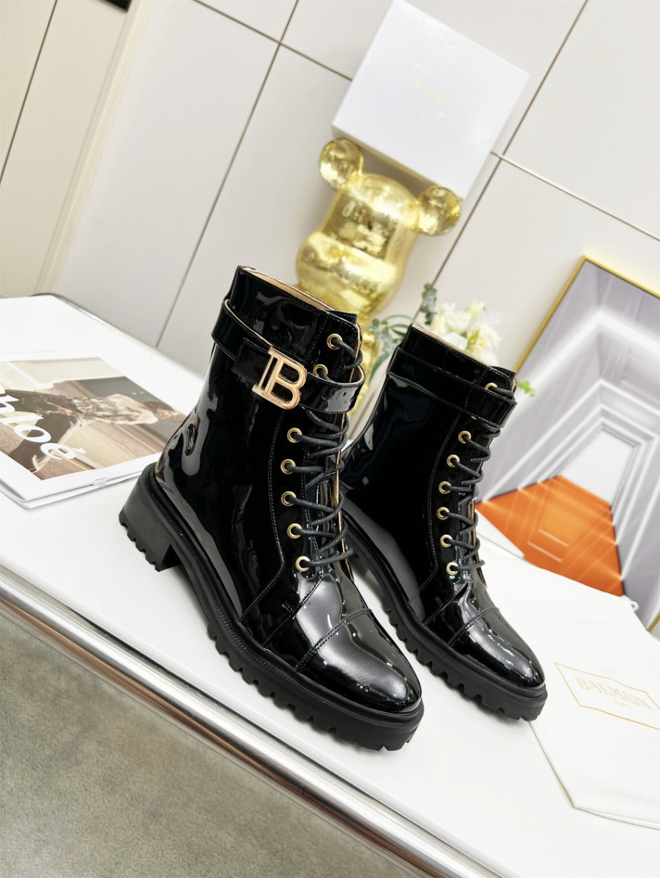 ЧЕРЕВИКИ BALMAIN 26S З ЧОРНОЇ ГЛЯНЦЕВОЇ ТЕЛЯЧОЇ ШКІРИ
