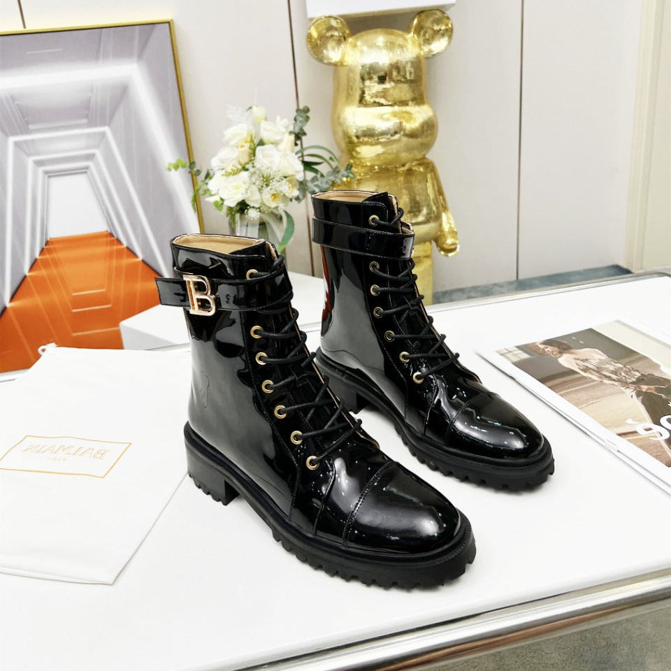 ЧЕРЕВИКИ BALMAIN 26S З ЧОРНОЇ ГЛЯНЦЕВОЇ ТЕЛЯЧОЇ ШКІРИ