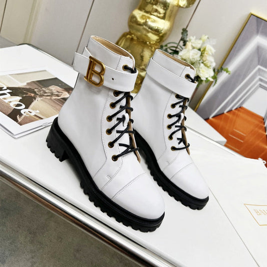 Черевики BALMAIN 26S З БІЛОЇ ТЕЛЯЧОЇ ШКІРИ